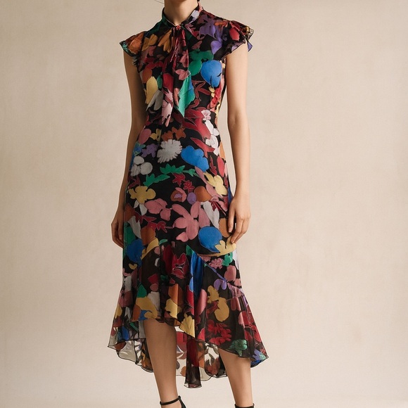 Alice + Olivia Dresses & Skirts - Alice + Olivia Multicoloured Silk Blend Maxi Ruffled Sundress Size 6